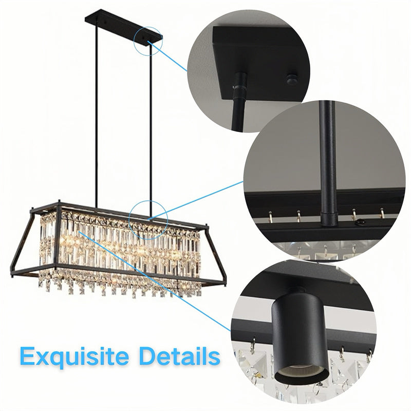 Rustic Style Crystal Pendant Lamp for Dining Room