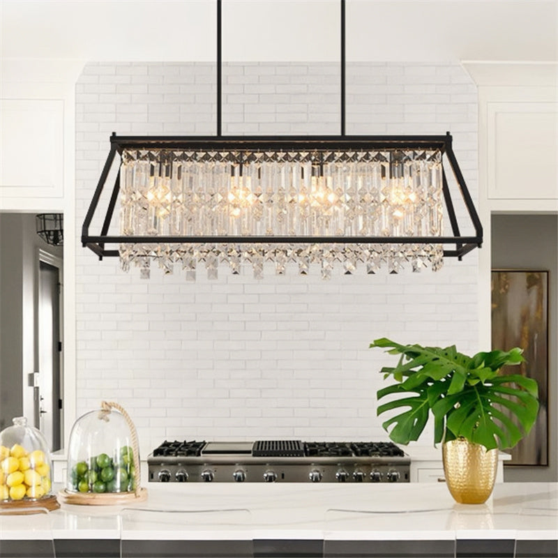 Rustic Style Crystal Pendant Lamp for Dining Room