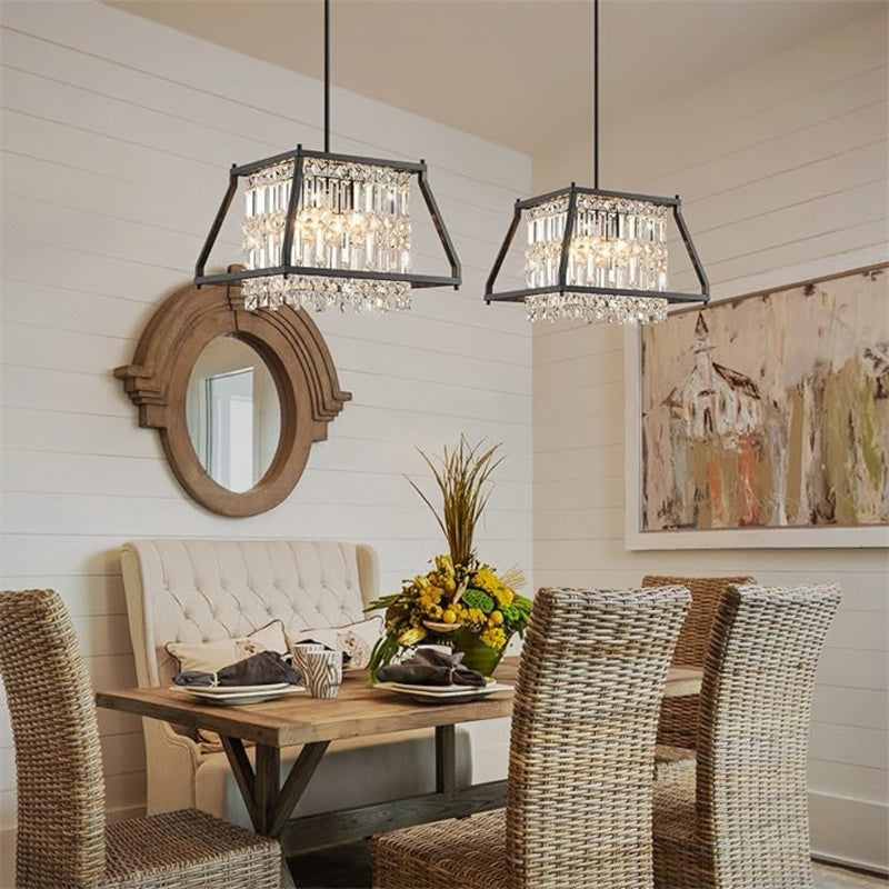 Rustic Style Crystal Pendant Lamp for Dining Room