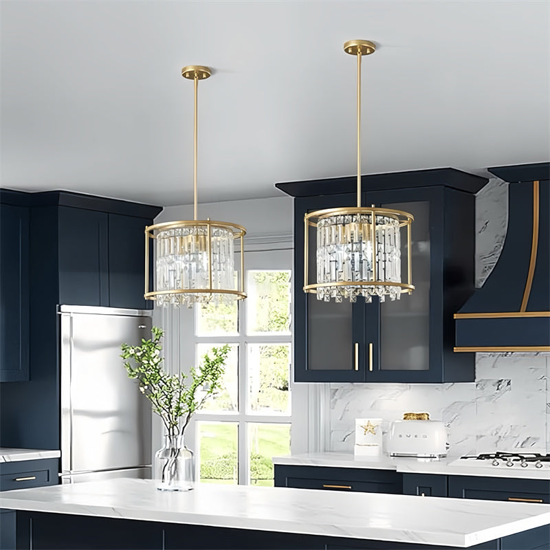 Rustic Style Crystal Pendant Lamp for Dining Room