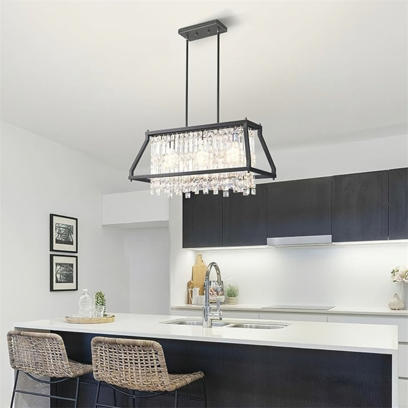 Rustic Style Crystal Pendant Lamp for Dining Room