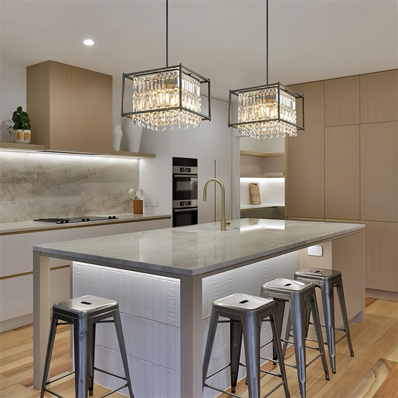 Rustic Style Crystal Pendant Lamp for Dining Room