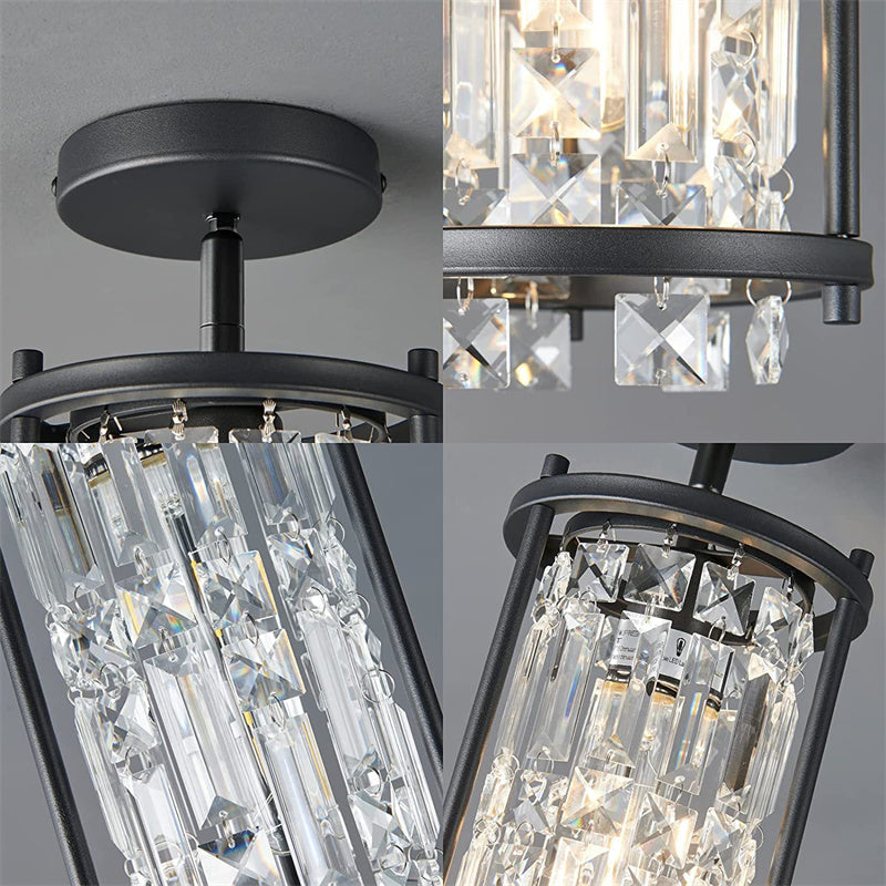 Rustic Style Crystal Pendant Lamp for Dining Room