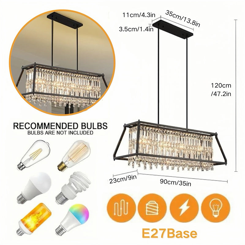 Rustic Style Crystal Pendant Lamp for Dining Room