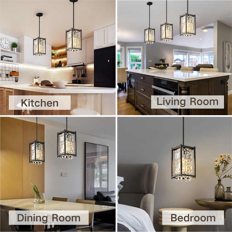Rustic Style Crystal Pendant Lamp for Dining Room