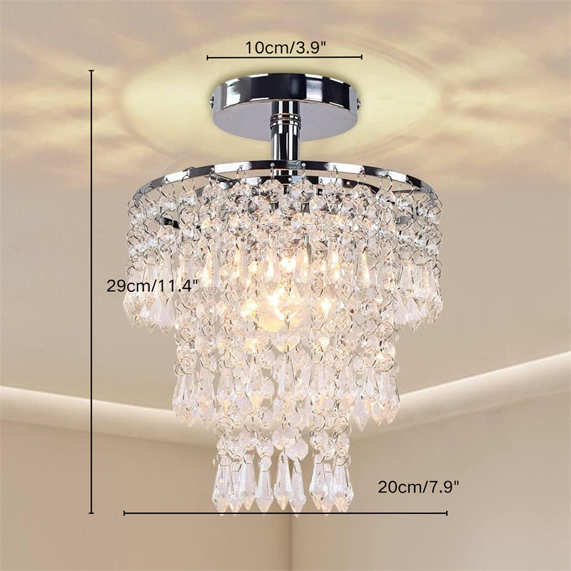 Recessed Ceiling Lamp with 3 Levels of Crystal Drops
