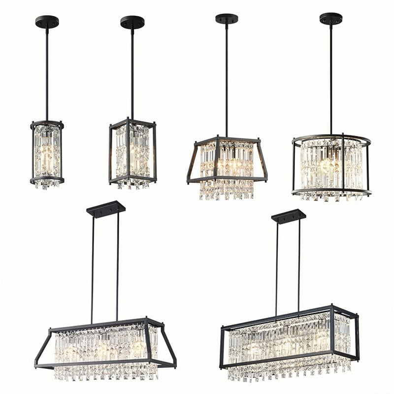 Rustic Style Crystal Pendant Lamp for Dining Room