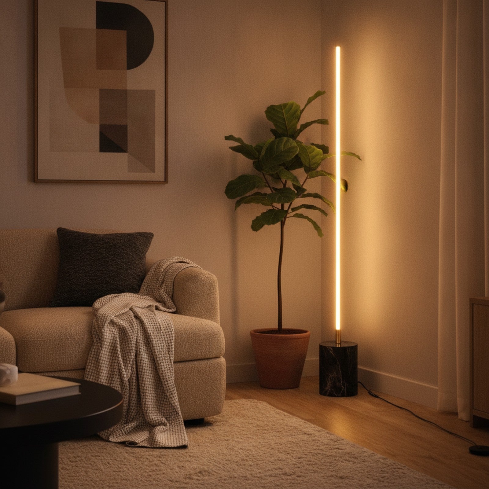 Prism Brassed Gold LED Floor Lamp with On/Off Switch Faux Ma — styled — Maison Bruxelle