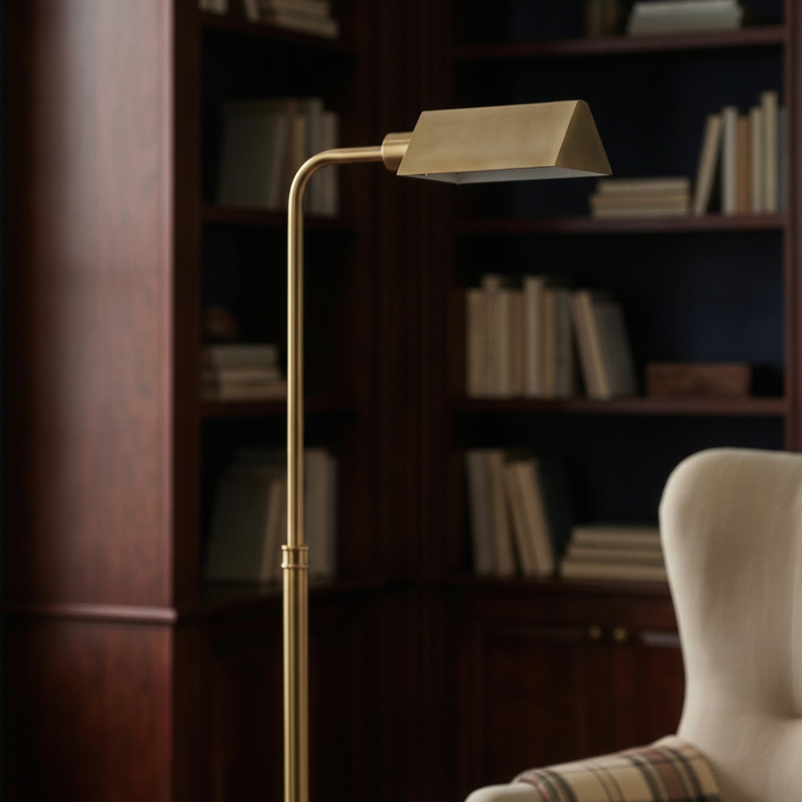 Minimalist Floor Lamp, Slim Standing Light with Neutral Shad — detail — Maison Bruxelle