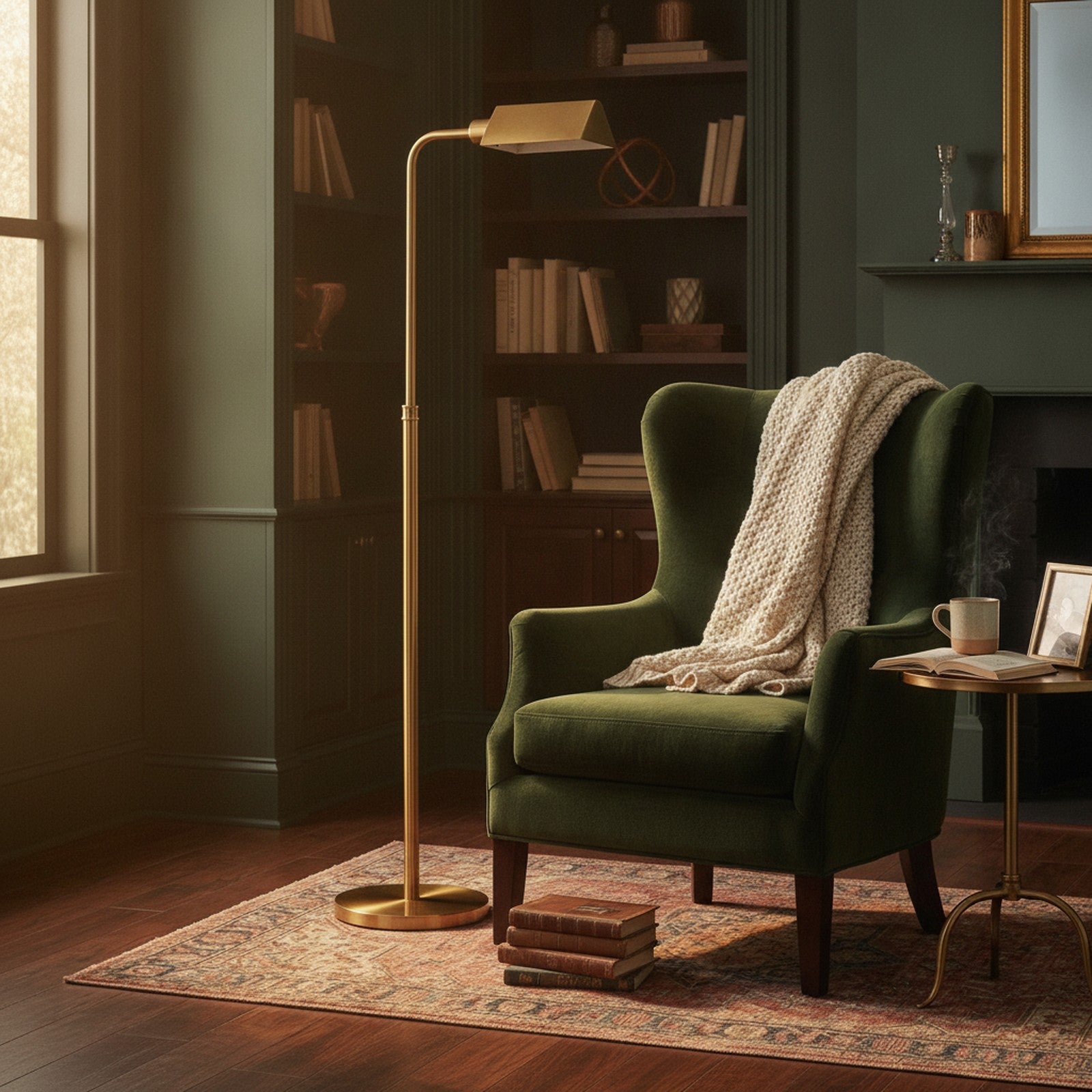 Minimalist Floor Lamp, Slim Standing Light with Neutral Shad — styled in a Maison Bruxelle interior