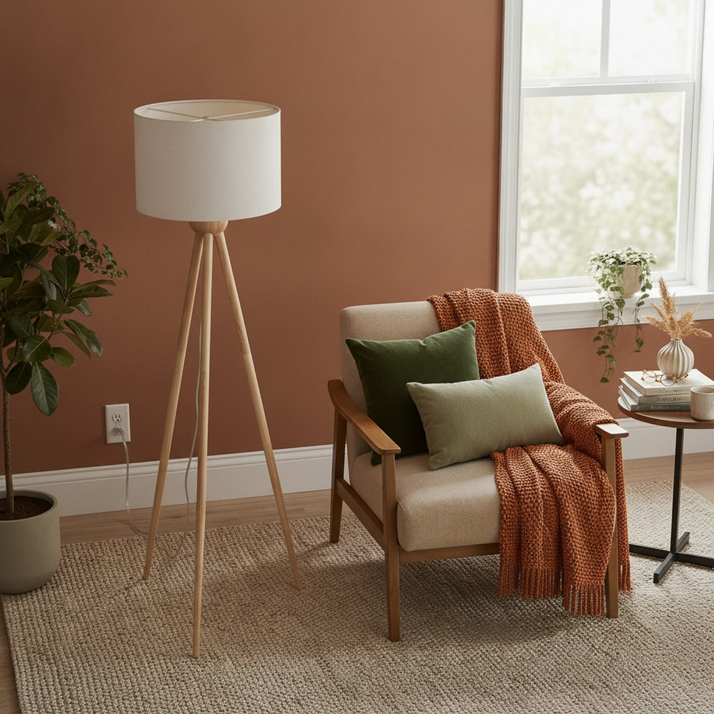 Tall Corner Floor Lamp, Energy Efficient LED Standing Light  — styled in a Maison Bruxelle interior