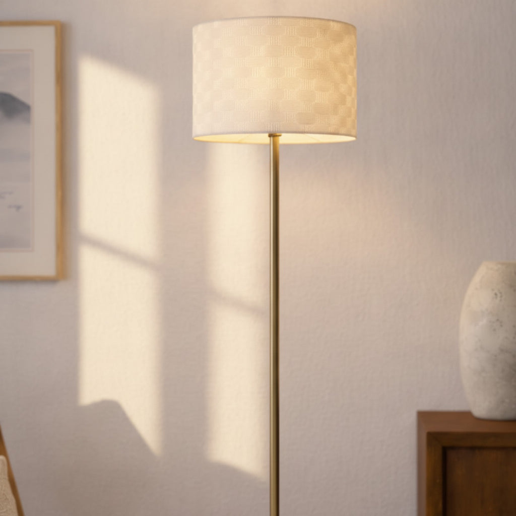 Minimalist Floor Lamp, Slim Standing Light with Neutral Shad — detail — Maison Bruxelle