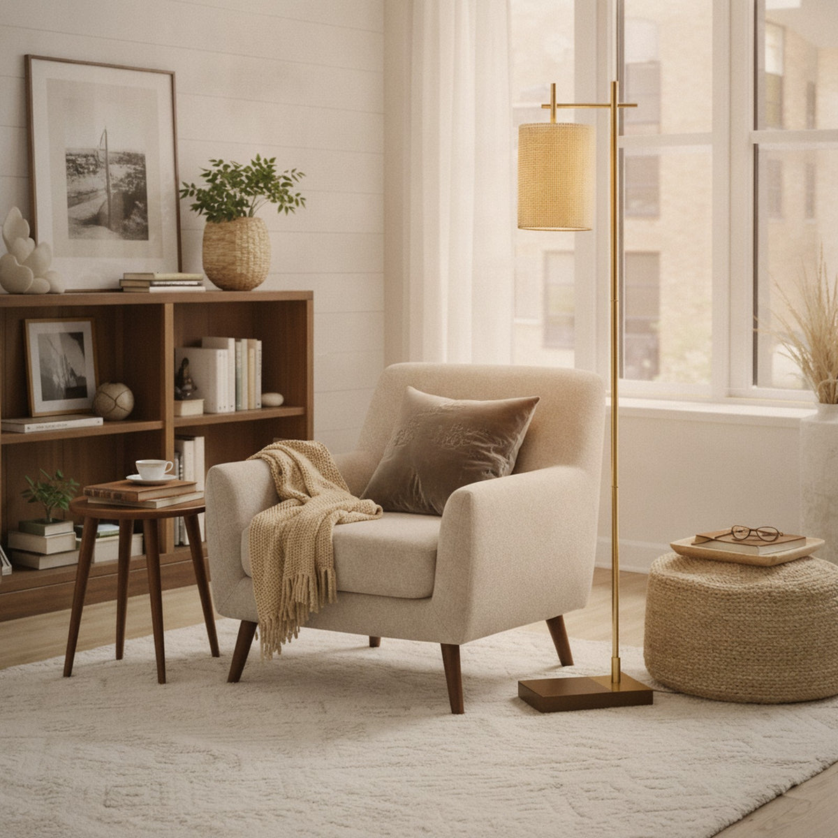 Tall Corner Floor Lamp, Standing Light for Living Room, Bedr — styled in a Maison Bruxelle interior