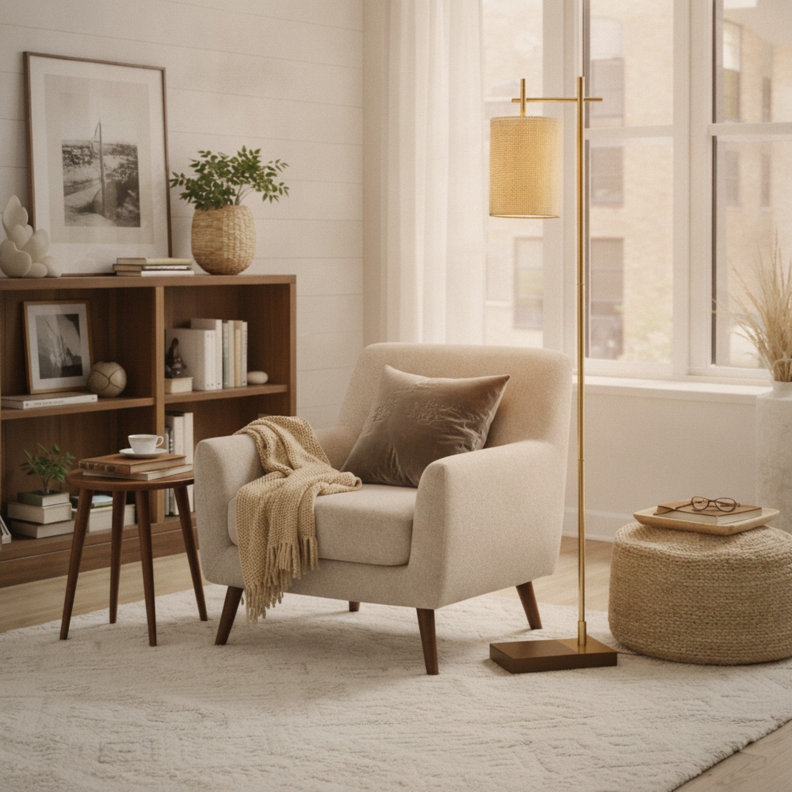 Tall Corner Floor Lamp, Standing Light for Living Room, Bedr — styled in a Maison Bruxelle interior