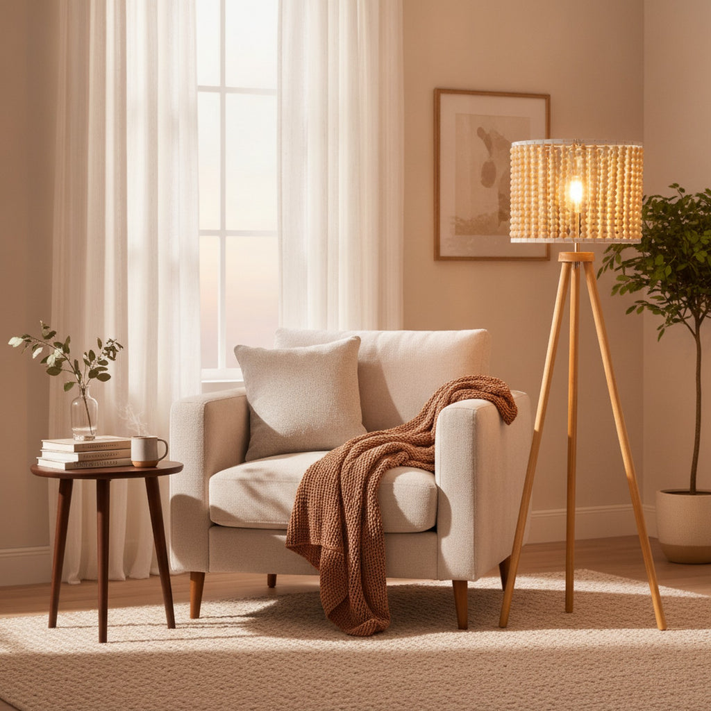 Reading Floor Lamp, Standing Light for Living Room Chair, Be — styled in a Maison Bruxelle interior