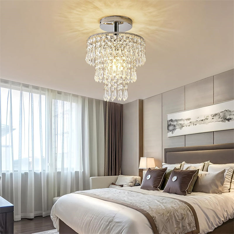 Recessed Ceiling Lamp with 3 Levels of Crystal Drops