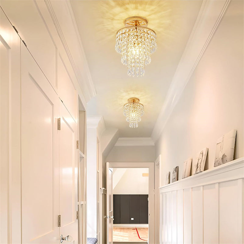 Recessed Ceiling Lamp with 3 Levels of Crystal Drops