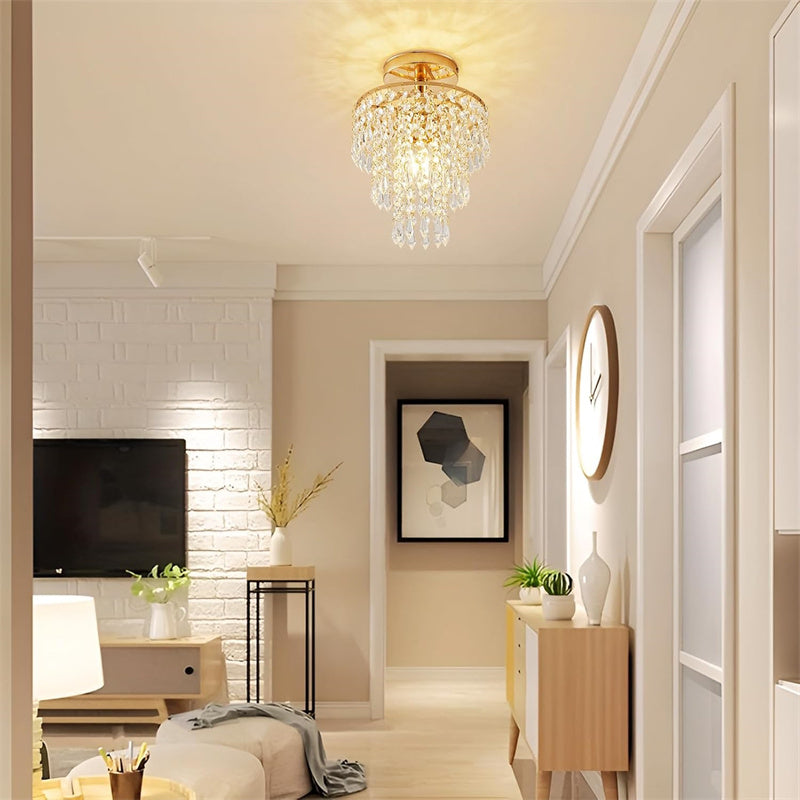 Recessed Ceiling Lamp with 3 Levels of Crystal Drops