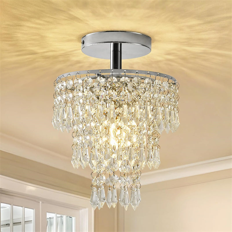 Recessed Ceiling Lamp with 3 Levels of Crystal Drops