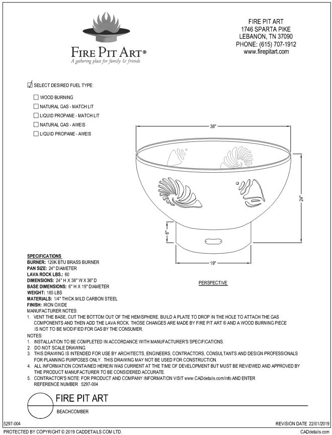 Beachcomber dimensions drawing