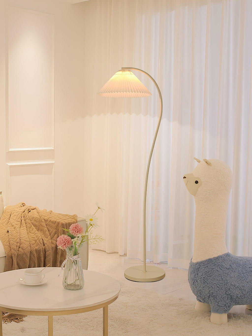 Crescini Floor Lamp with Pleated Lampshade