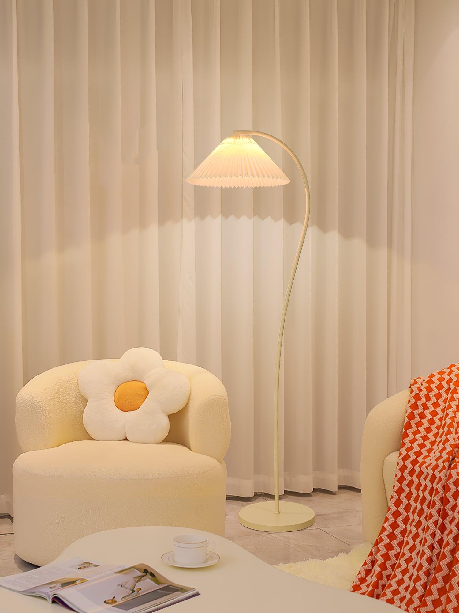 Crescini Floor Lamp with Pleated Lampshade