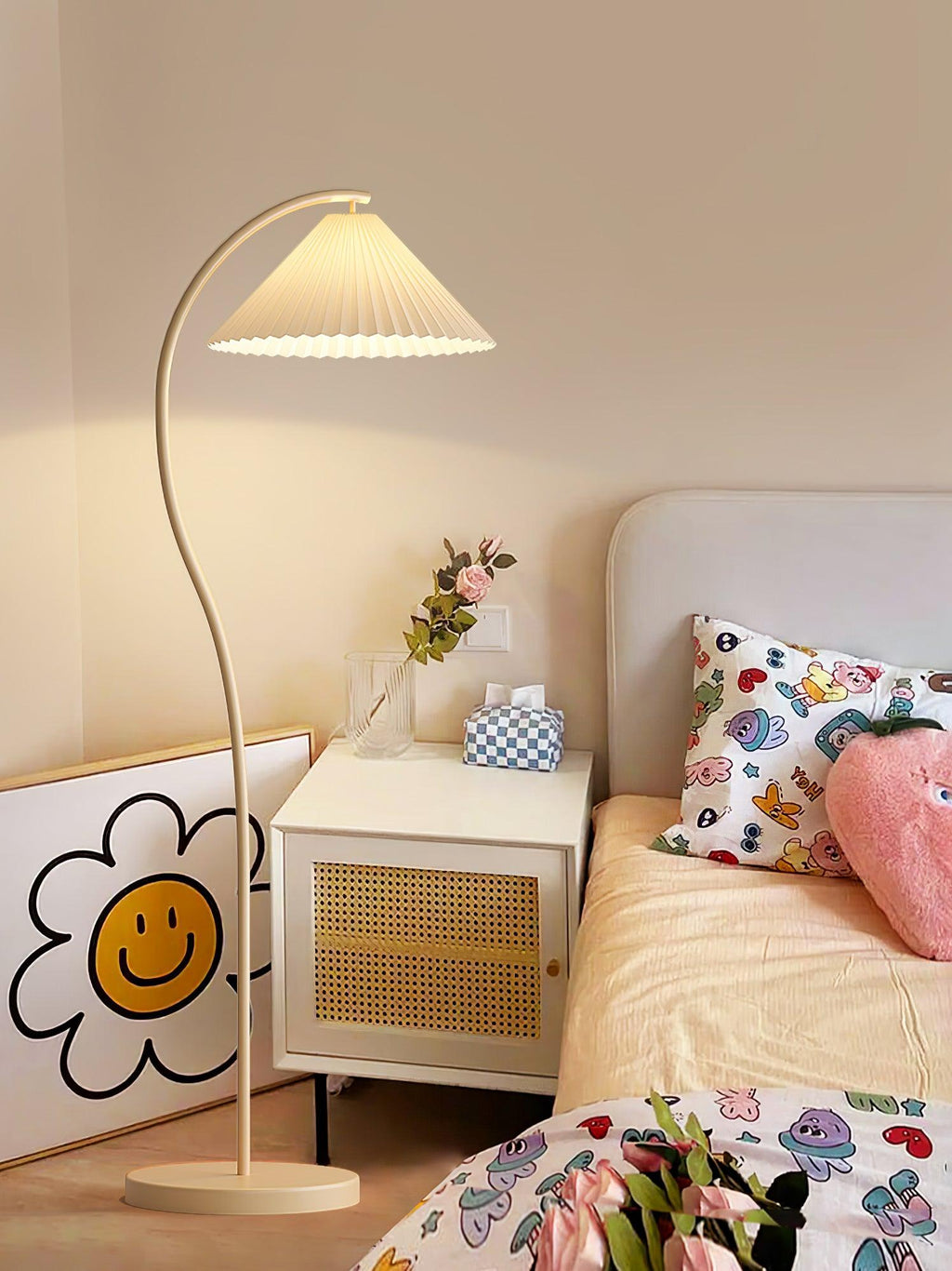 Crescini Floor Lamp with Pleated Lampshade