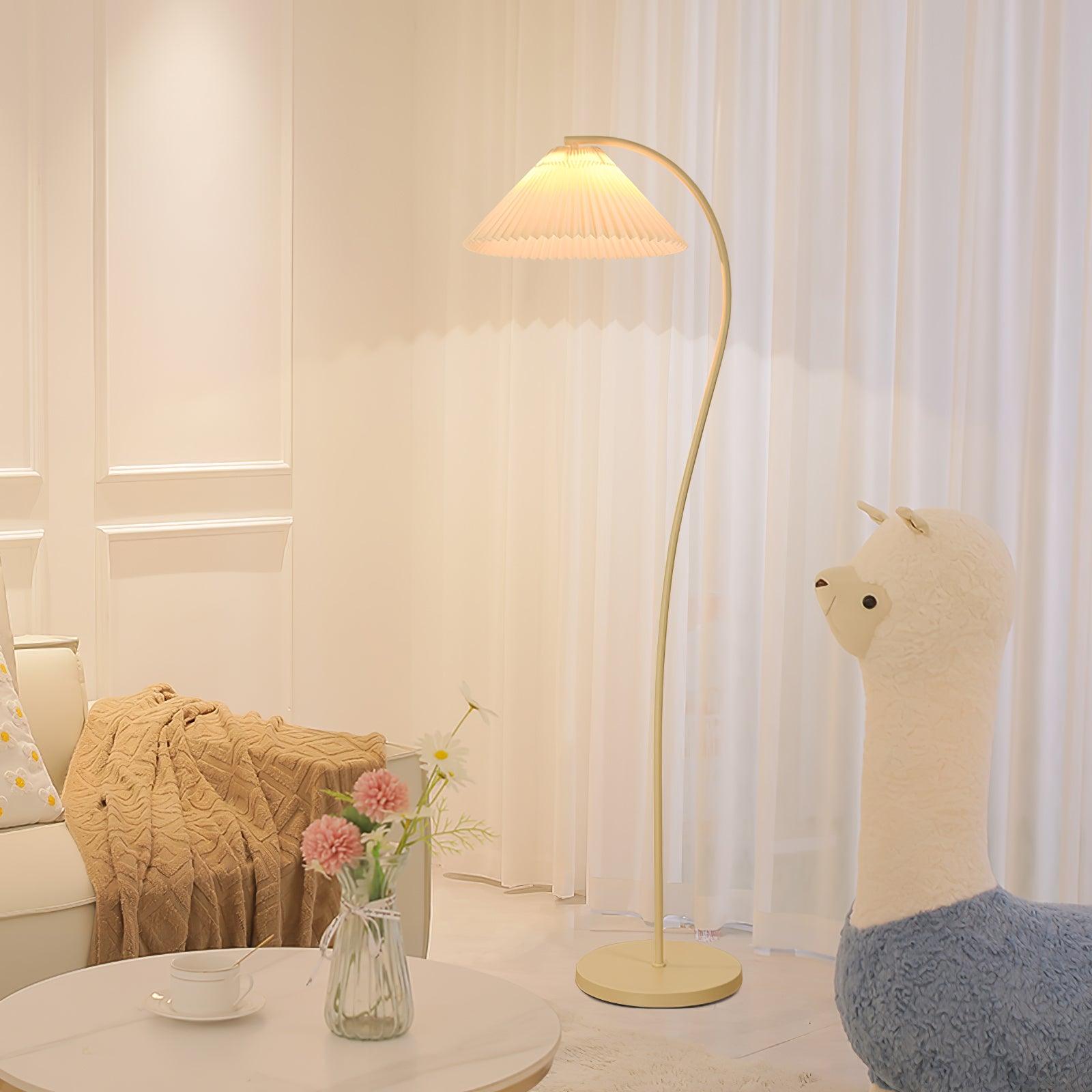 Crescini Floor Lamp with Pleated Lampshade
