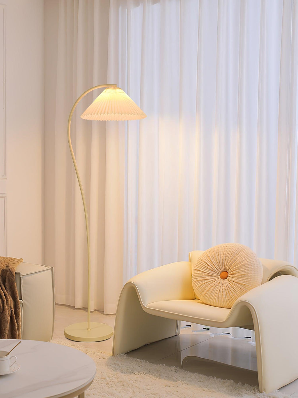 Crescini Floor Lamp with Pleated Lampshade