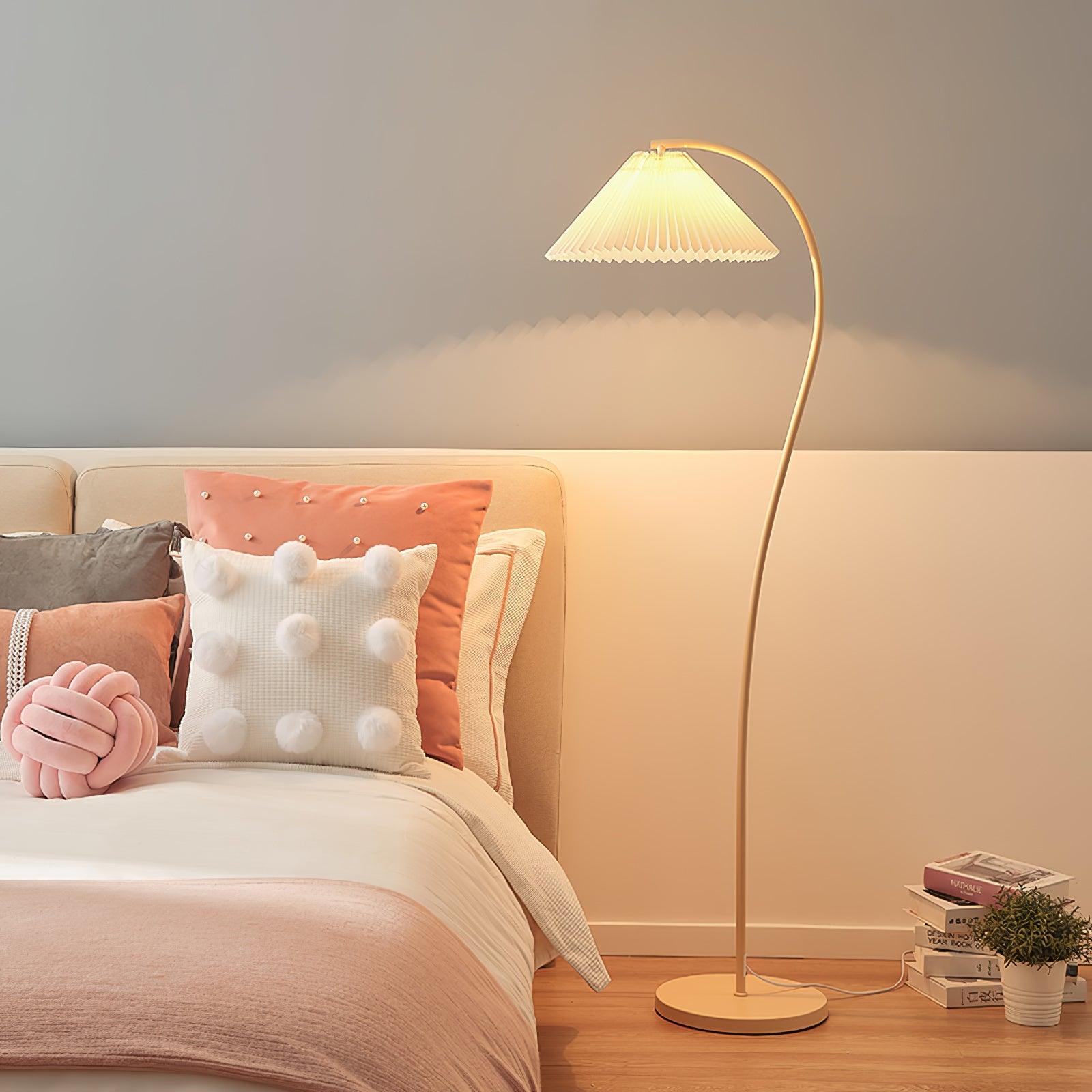 Crescini Floor Lamp with Pleated Lampshade