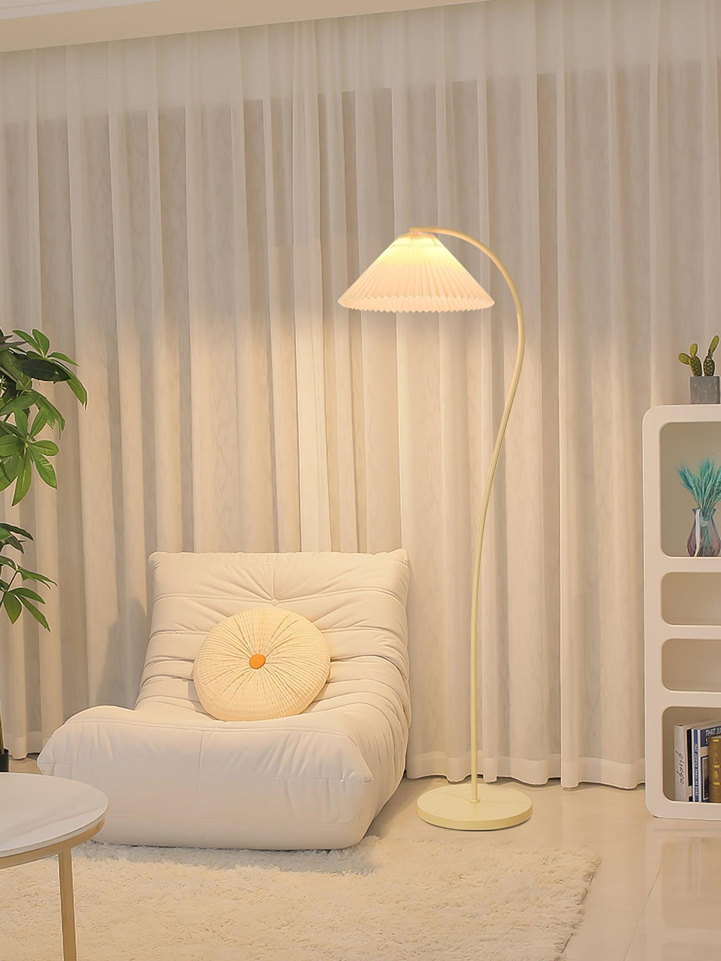 Crescini Floor Lamp with Pleated Lampshade