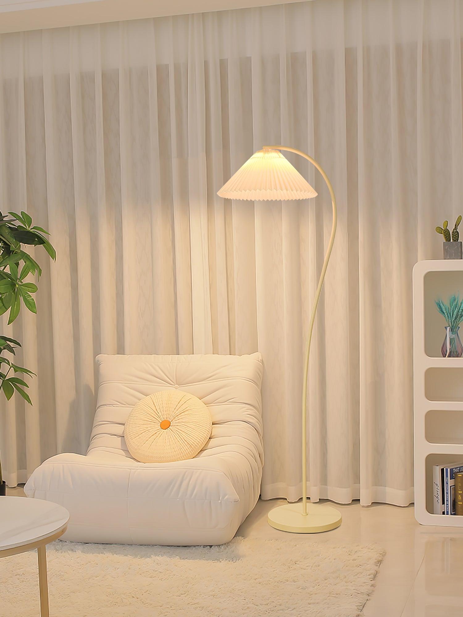 Crescini Floor Lamp with Pleated Lampshade