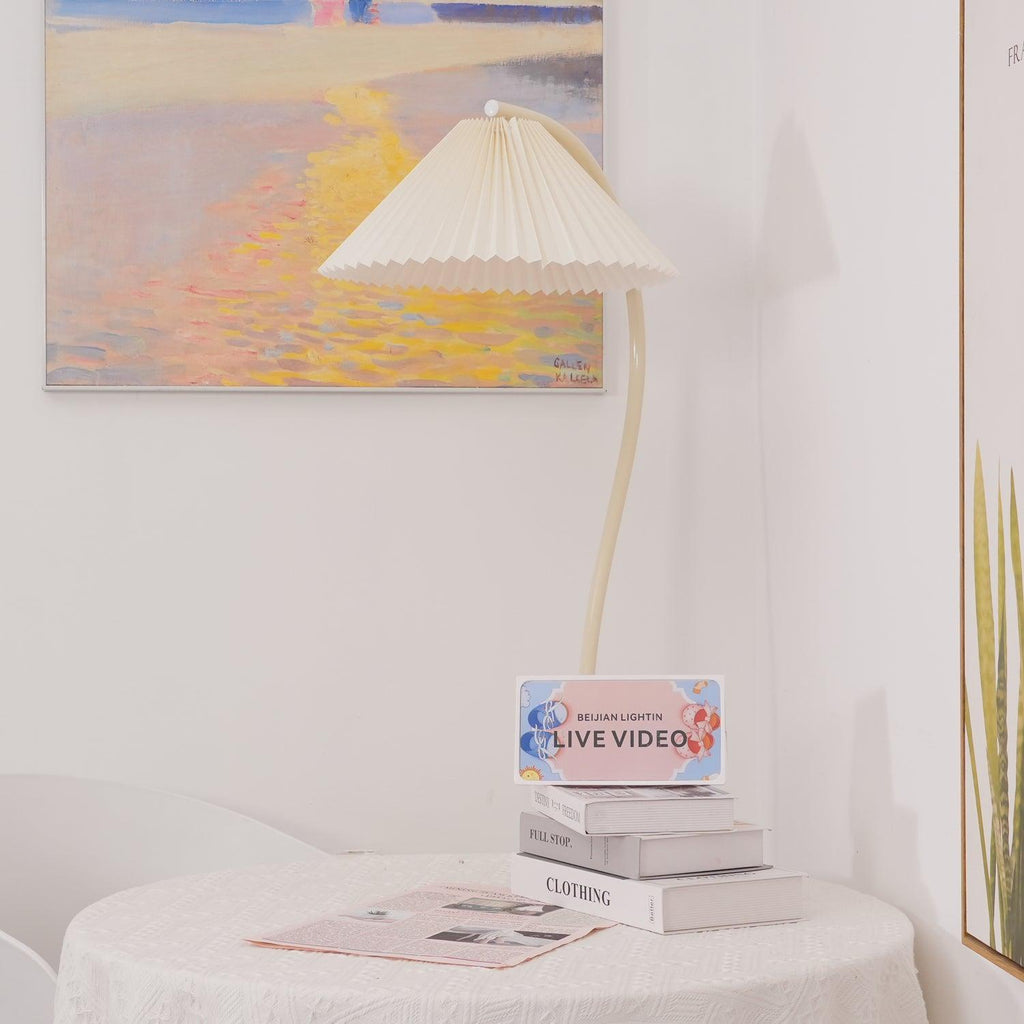 Crescini Floor Lamp with Pleated Lampshade