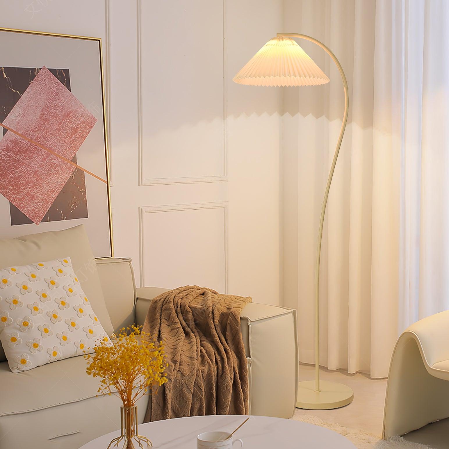 Crescini Floor Lamp with Pleated Lampshade