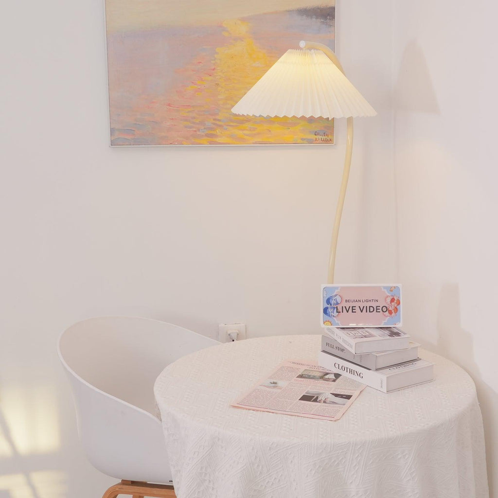 Crescini Floor Lamp with Pleated Lampshade