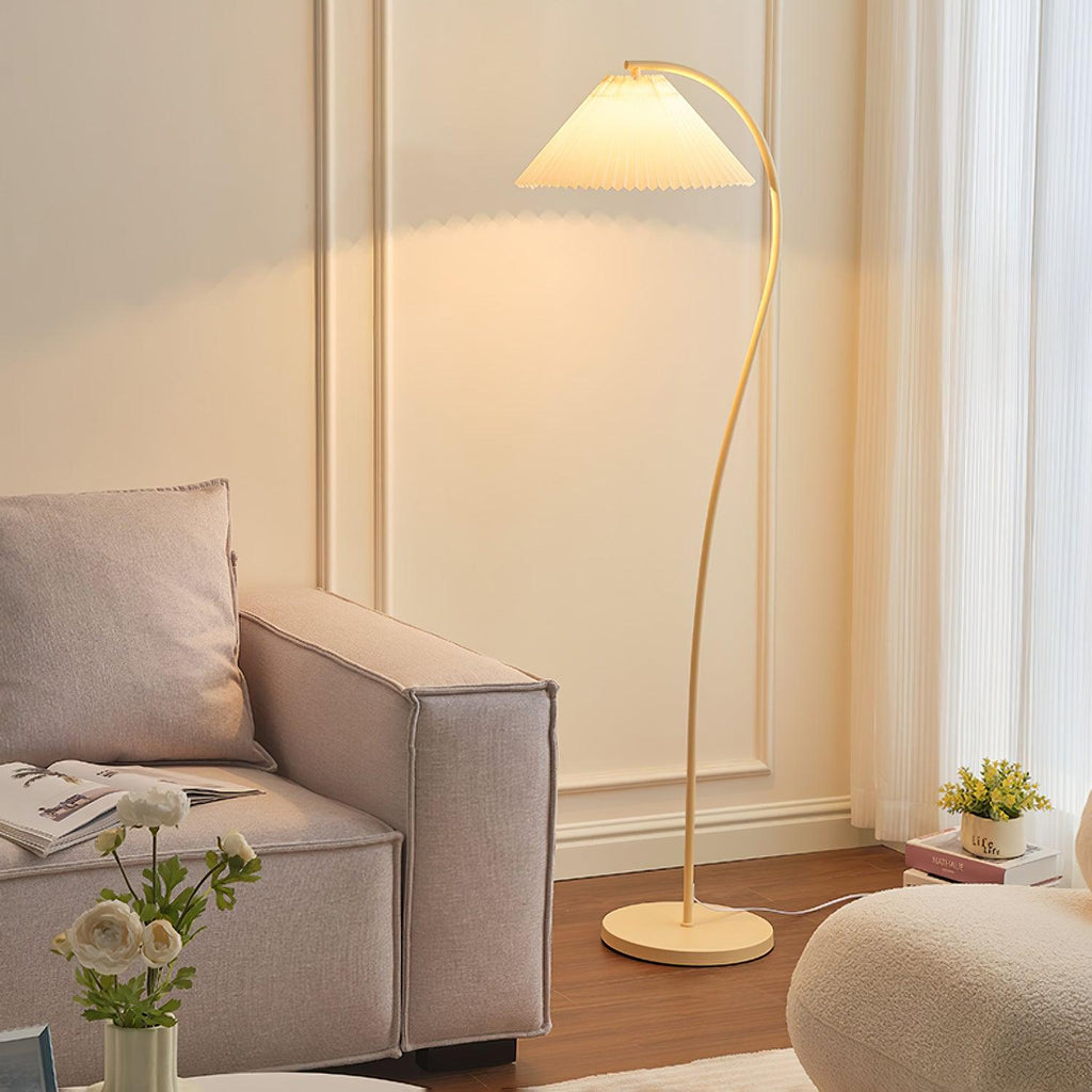 Crescini Floor Lamp with Pleated Lampshade