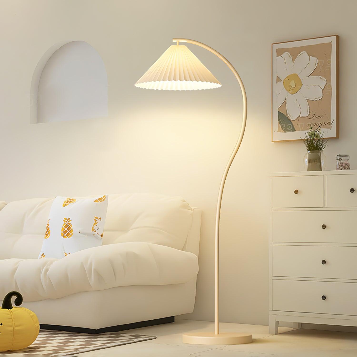Crescini Floor Lamp with Pleated Lampshade