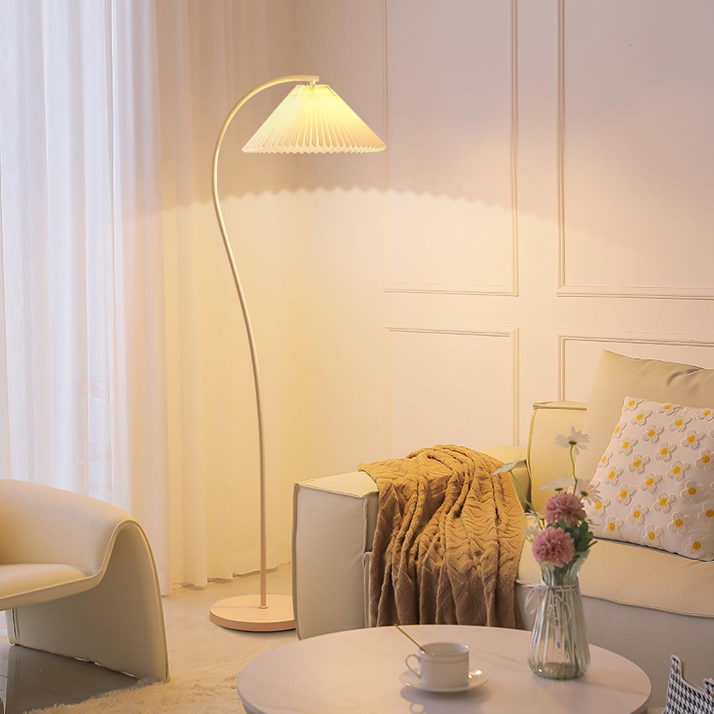 Crescini Floor Lamp with Pleated Lampshade