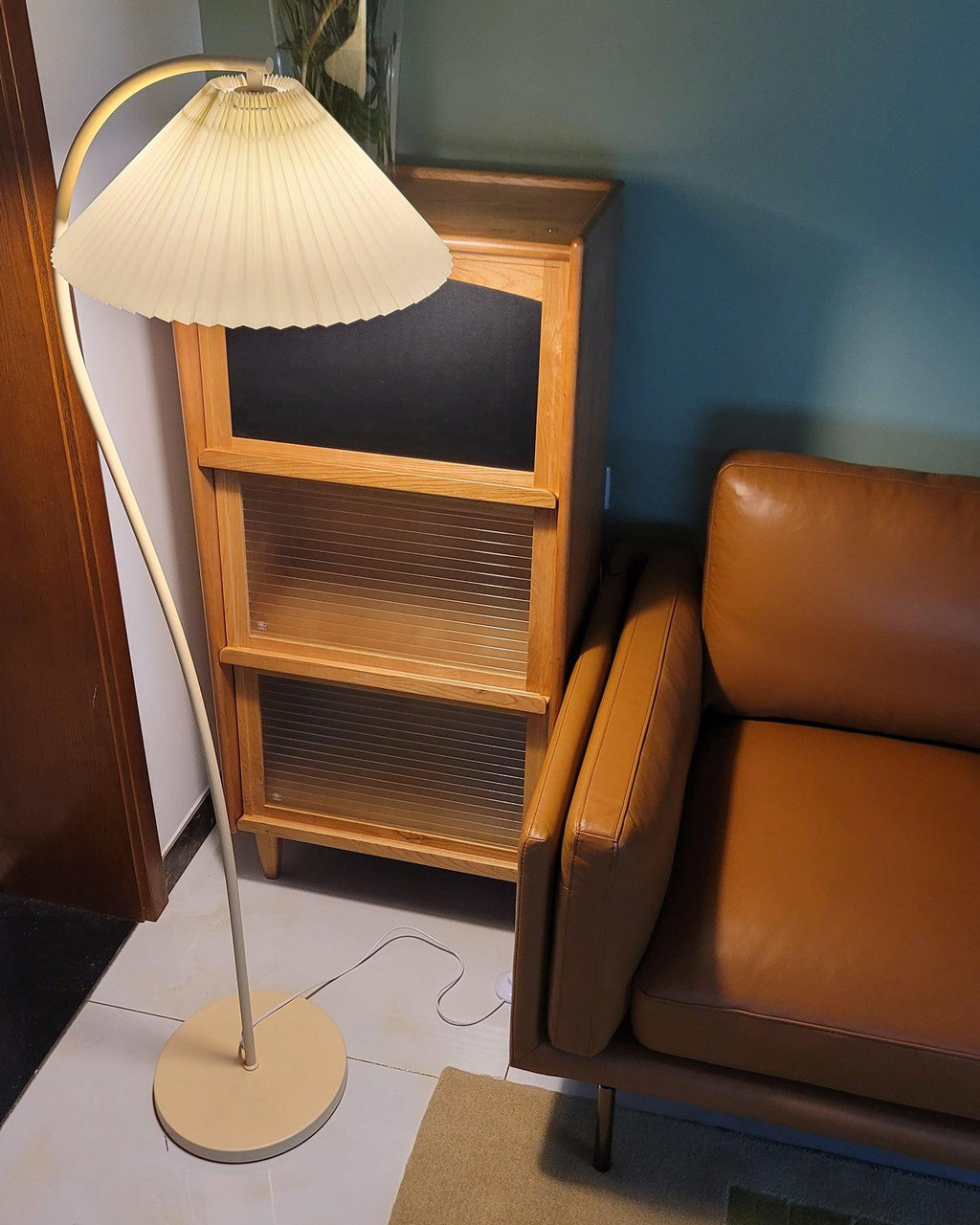 Crescini Floor Lamp with Pleated Lampshade