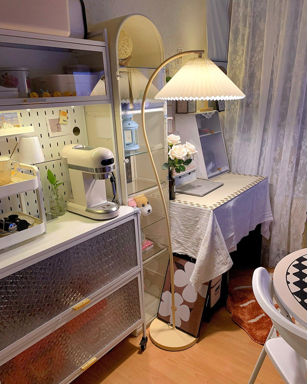 Crescini Floor Lamp with Pleated Lampshade