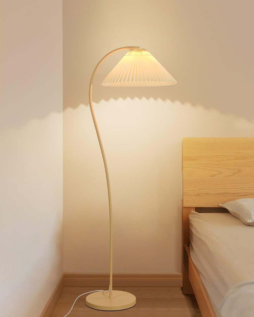 Crescini Floor Lamp with Pleated Lampshade