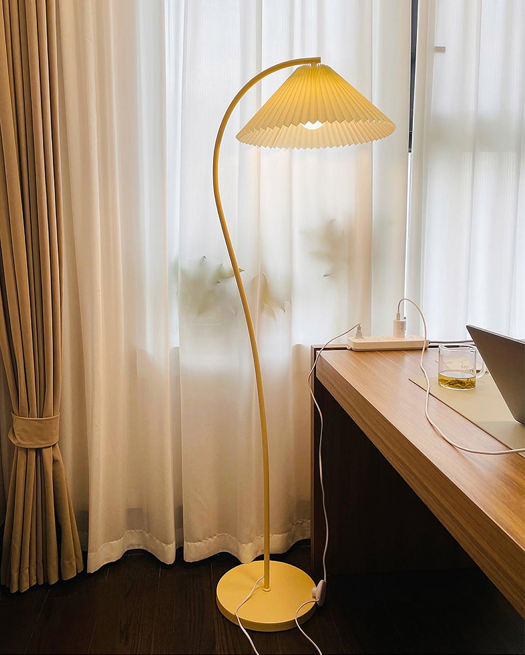 Crescini Floor Lamp with Pleated Lampshade