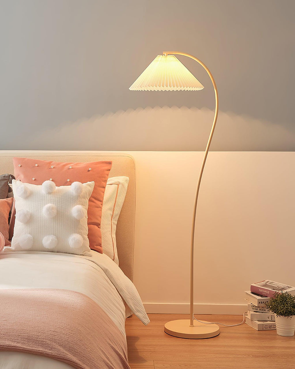 Crescini Floor Lamp with Pleated Lampshade