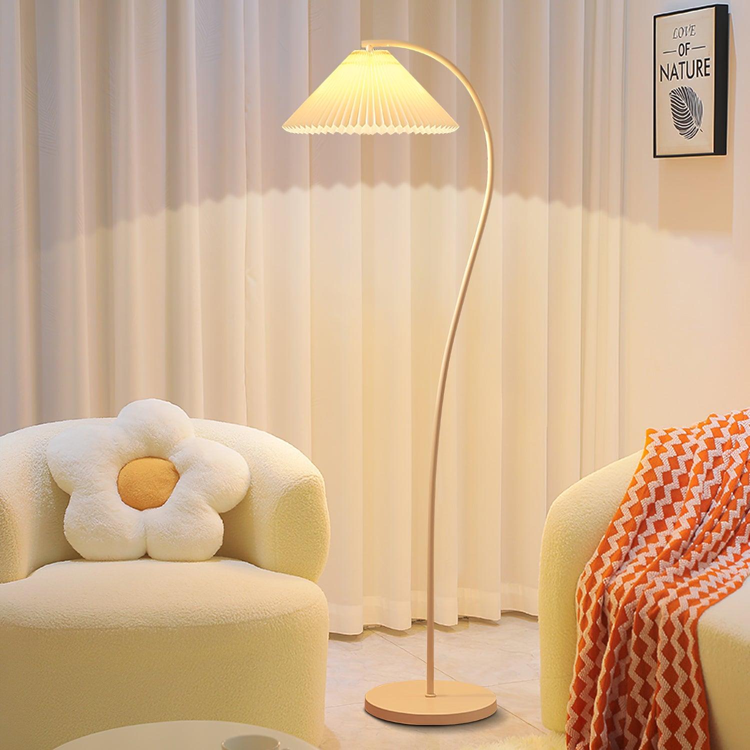 Crescini Floor Lamp with Pleated Lampshade