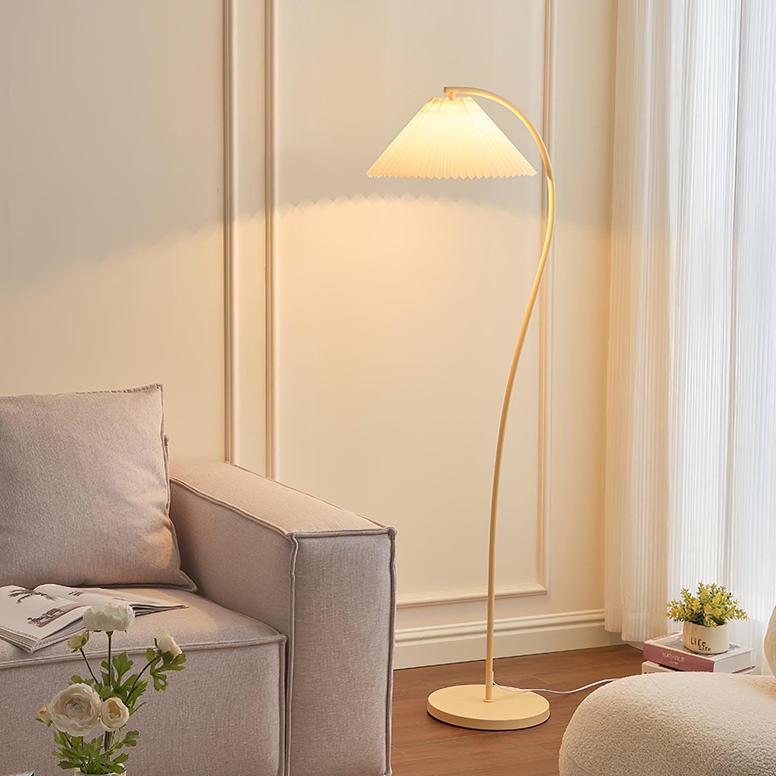 Crescini Floor Lamp with Pleated Lampshade