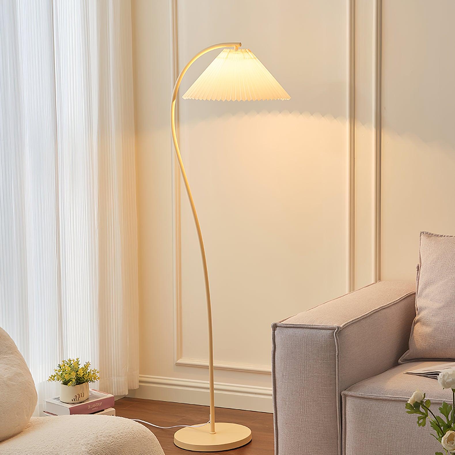 Crescini Floor Lamp with Pleated Lampshade
