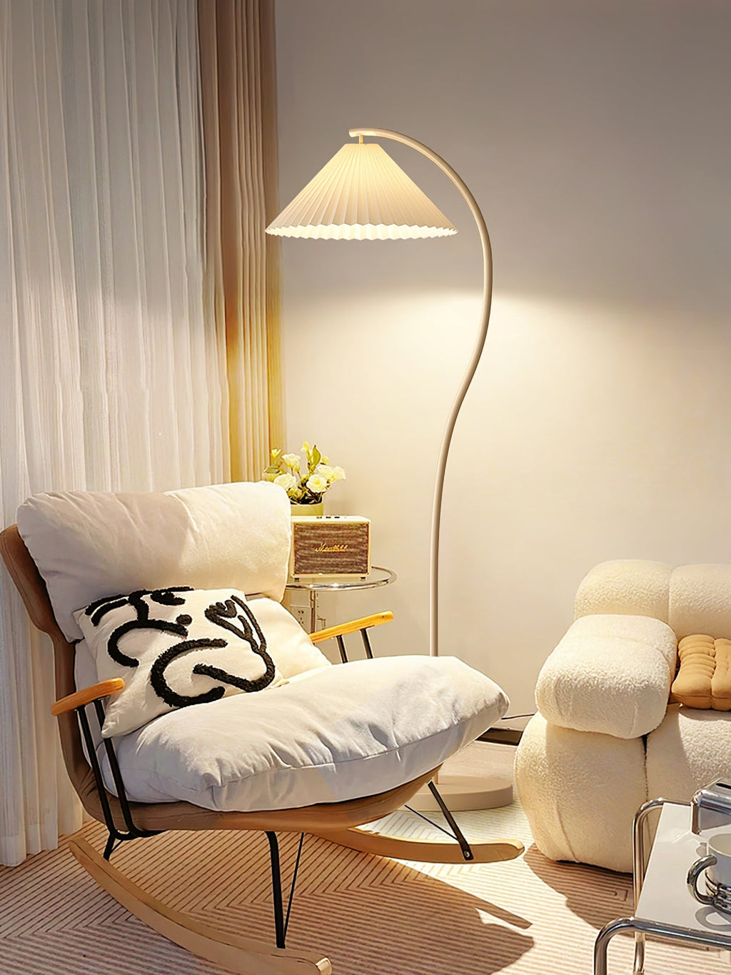 Crescini Floor Lamp with Pleated Lampshade