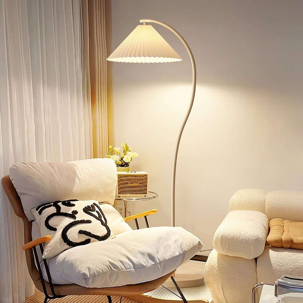 Crescini Floor Lamp with Pleated Lampshade