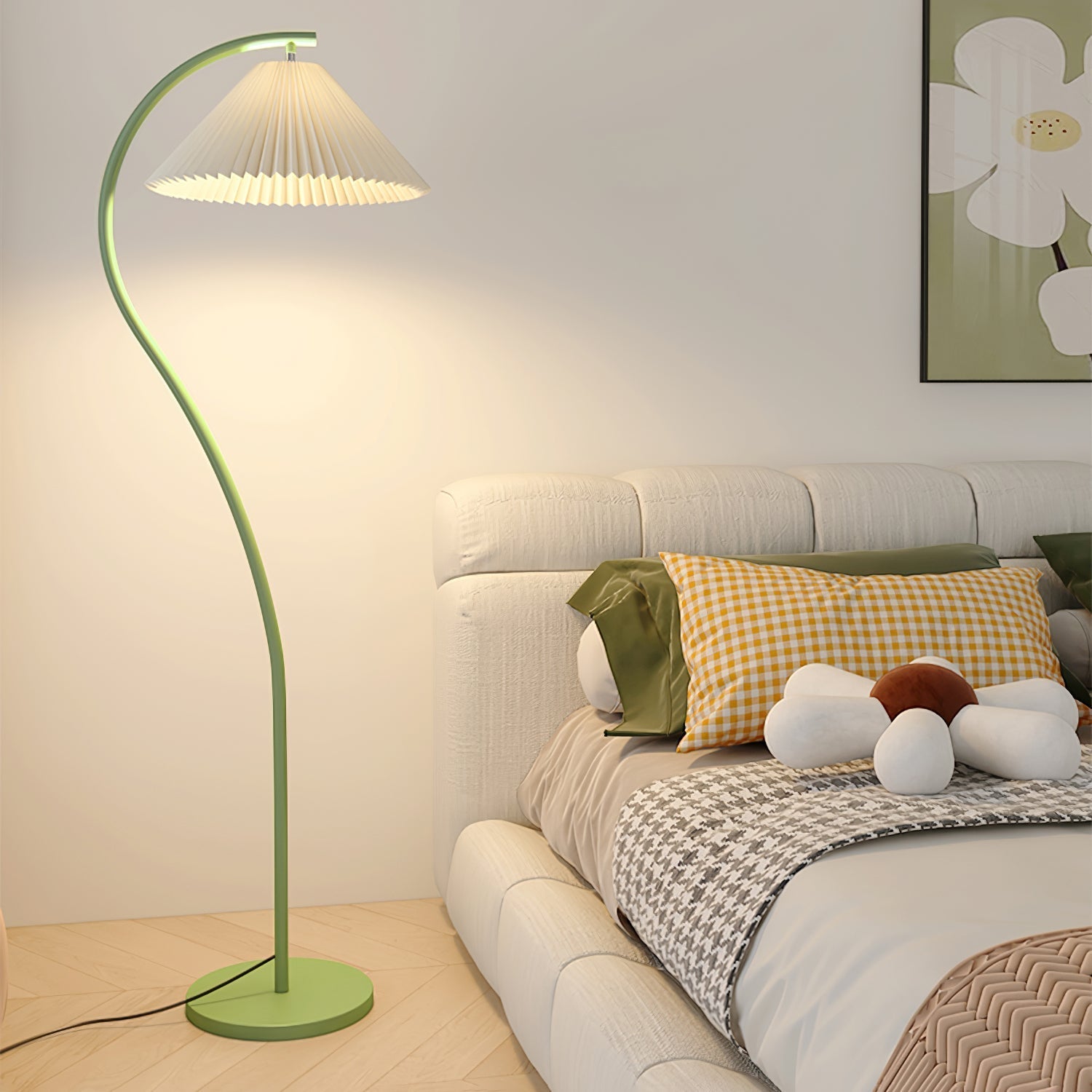 Crescini Floor Lamp with Pleated Lampshade