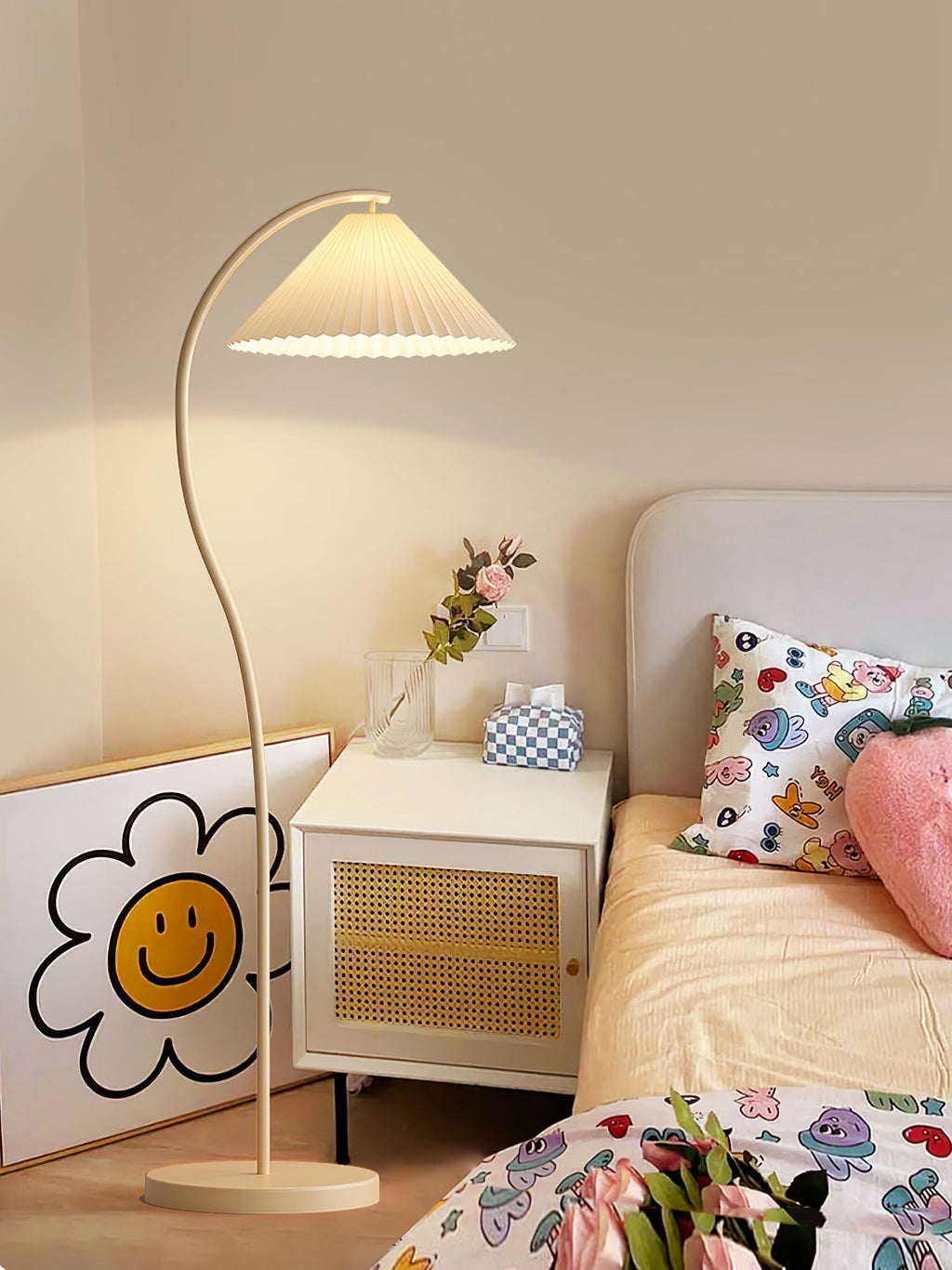 Crescini Floor Lamp with Pleated Lampshade
